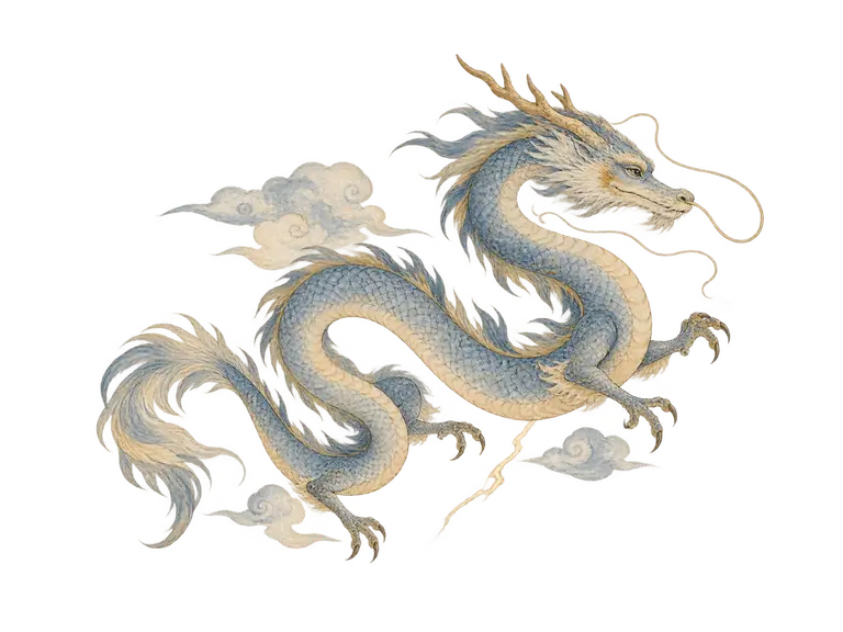 震の動物象を表す東アジアの龍のイラスト