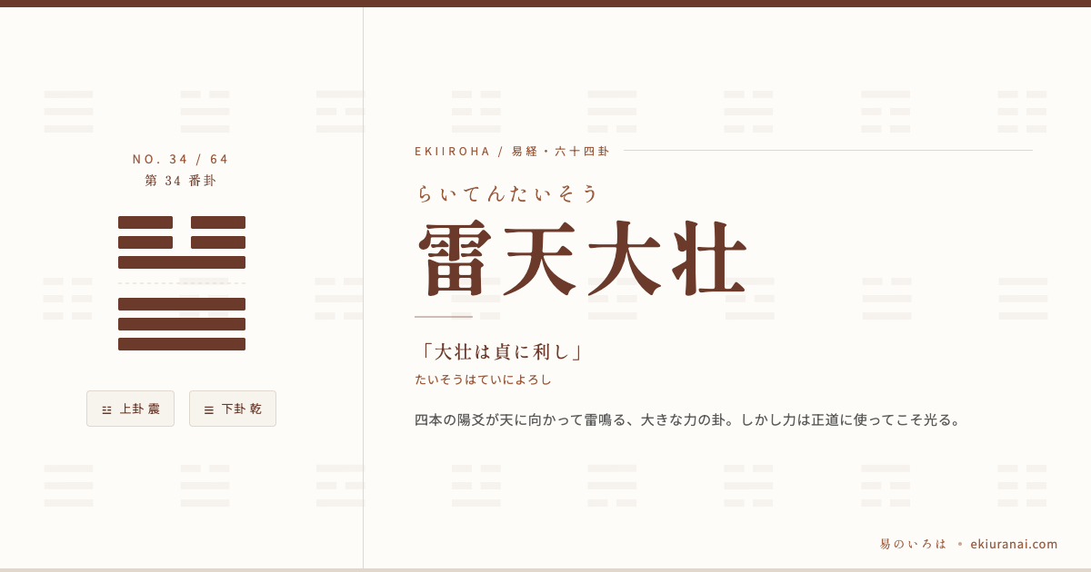 雷天大壮(らいてんたいそう)第34卦|易のいろは